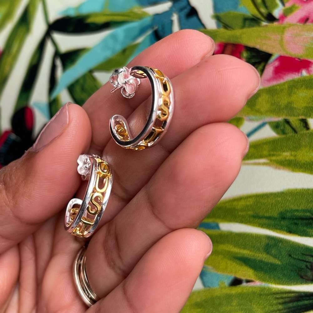 Silver and silver vermeil Hoop earrings Logo